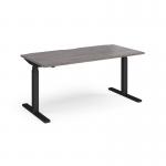 Elev8 Touch straight sit-stand desk 1600mm x 800mm - black frame, grey oak top EVT-1600-K-GO