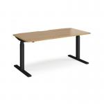 Elev8 Touch straight sit-stand desk 1600mm x 800mm - black frame, oak top EVT-1600-K-O
