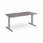 Elev8 Touch straight sit-stand desk 1600mm x 800mm - silver frame and grey oak top