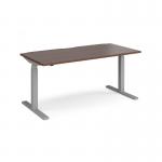 Elev8 Touch straight sit-stand desk 1600mm x 800mm - silver frame and walnut top