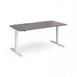 Elev8 Touch straight sit-stand desk 1600mm x 800mm - white frame, grey oak top EVT-1600-WH-GO