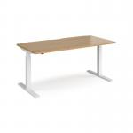 Elev8 Touch straight sit-stand desk 1600mm x 800mm - white frame, oak top EVT-1600-WH-O