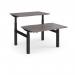 Elev8 Touch sit-stand back-to-back desks 1200mm x 1650mm - black frame, grey oak top EVTB-1200-K-GO