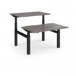 Elev8 Touch sit-stand back-to-back desks 1200mm x 1650mm - black frame and grey oak top