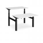 Elev8 Touch sit-stand back-to-back desks 1200mm x 1650mm - black frame, white top EVTB-1200-K-WH
