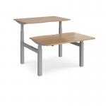 Elev8 Touch sit-stand back-to-back desks 1200mm x 1650mm - silver frame and beech top