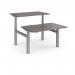 Elev8 Touch sit-stand back-to-back desks 1200mm x 1650mm - silver frame, grey oak top EVTB-1200-S-GO