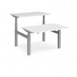 Elev8 Touch sit-stand back-to-back desks 1200mm x 1650mm - silver frame, white top EVTB-1200-S-WH