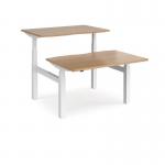 Elev8 Touch sit-stand back-to-back desks 1200mm x 1650mm - white frame and beech top