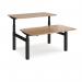 Elev8 Touch sit-stand back-to-back desks 1400mm x 1650mm - black frame, beech top EVTB-1400-K-B