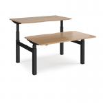 Elev8 Touch sit-stand back-to-back desks 1400mm x 1650mm - black frame and beech top