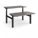 Elev8 Touch sit-stand back-to-back desks 1400mm x 1650mm - black frame, grey oak top EVTB-1400-K-GO