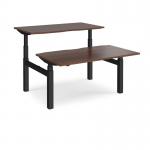 Elev8 Touch sit-stand back-to-back desks 1400mm x 1650mm - black frame, walnut top EVTB-1400-K-W