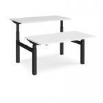 Elev8 Touch sit-stand back-to-back desks 1400mm x 1650mm - black frame, white top EVTB-1400-K-WH