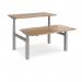 Elev8 Touch sit-stand back-to-back desks 1400mm x 1650mm - silver frame, beech top EVTB-1400-S-B