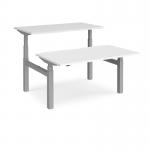 Elev8 Touch sit-stand back-to-back desks 1400mm x 1650mm - silver frame, white top EVTB-1400-S-WH