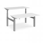 Elev8 Touch sit-stand back-to-back desks 1400mm x 1650mm - silver frame, white top EVTB-1400-S-WH