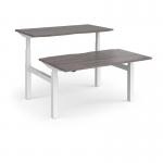 Elev8 Touch sit-stand back-to-back desks 1400mm x 1650mm - white frame, grey oak top EVTB-1400-WH-GO