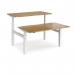 Elev8 Touch sit-stand back-to-back desks 1400mm x 1650mm - white frame, oak top EVTB-1400-WH-O