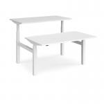 Elev8 Touch sit-stand back-to-back desks 1400mm x 1650mm - white frame, white top EVTB-1400-WH-WH