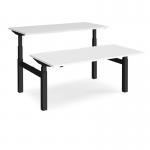 Elev8 Touch sit-stand back-to-back desks 1600mm x 1650mm - black frame, white top EVTB-1600-K-WH