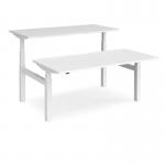 Elev8 Touch sit-stand back-to-back desks 1600mm x 1650mm - white frame, white top EVTB-1600-WH-WH