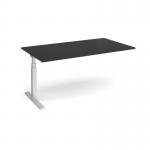 Elev8 Touch boardroom table add on unit 1800mm x 1000mm - silver frame, black top EVTBT18-AB-S-BK