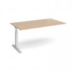 Elev8 Touch boardroom table add on unit 1800mm x 1000mm - silver frame, kendal oak top EVTBT18-AB-S-KO