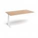 Elev8 Touch boardroom table add on unit 1800mm x 1000mm - white frame, beech top EVTBT18-AB-WH-B