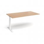 Elev8 Touch boardroom table add on unit 1800mm x 1000mm - white frame, beech top EVTBT18-AB-WH-B