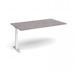 Elev8 Touch boardroom table add on unit 1800mm x 1000mm - white frame and grey oak top