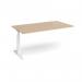 Elev8 Touch boardroom table add on unit 1800mm x 1000mm - white frame, kendal oak top EVTBT18-AB-WH-KO