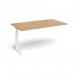 Elev8 Touch boardroom table add on unit 1800mm x 1000mm - white frame, oak top EVTBT18-AB-WH-O