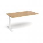 Elev8 Touch boardroom table add on unit 1800mm x 1000mm - white frame, oak top EVTBT18-AB-WH-O