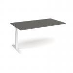 Elev8 Touch boardroom table add on unit 1800mm x 1000mm - white frame, onyx grey top EVTBT18-AB-WH-OG