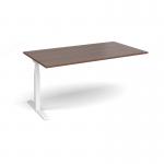 Elev8 Touch boardroom table add on unit 1800mm x 1000mm - white frame and walnut top EVTBT18-AB-WH-W