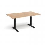 Elev8 Touch boardroom table 1800mm x 1000mm - black frame, beech top EVTBT18-K-B