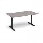 Elev8 Touch boardroom table 1800mm x 1000mm - black frame, grey oak top EVTBT18-K-GO