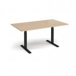 Elev8 Touch boardroom table 1800mm x 1000mm - black frame, Kendal oak top EVTBT18-K-KO