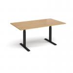 Elev8 Touch boardroom table 1800mm x 1000mm - black frame, oak top EVTBT18-K-O
