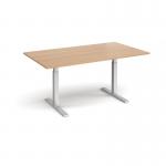 Elev8 Touch boardroom table 1800mm x 1000mm - silver frame, beech top EVTBT18-S-B