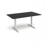 Elev8 Touch boardroom table 1800mm x 1000mm - silver frame, black top EVTBT18-S-BK