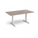 Elev8 Touch boardroom table 1800mm x 1000mm - silver frame, Barcelona walnut top EVTBT18-S-BW