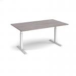 Elev8 Touch boardroom table 1800mm x 1000mm - silver frame, grey oak top EVTBT18-S-GO