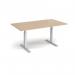 Elev8 Touch boardroom table 1800mm x 1000mm - silver frame, Kendal oak top EVTBT18-S-KO