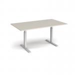 Elev8 Touch boardroom table 1800mm x 1000mm - silver frame, light grey top EVTBT18-S-LG