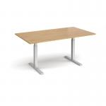 Elev8 Touch boardroom table 1800mm x 1000mm - silver frame, oak top EVTBT18-S-O