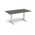 Elev8 Touch boardroom table 1800mm x 1000mm - silver frame, onyx grey top EVTBT18-S-OG