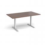Elev8 Touch boardroom table 1800mm x 1000mm - silver frame and walnut top EVTBT18-S-W