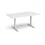 Elev8 Touch boardroom table 1800mm x 1000mm - silver frame, white top EVTBT18-S-WH